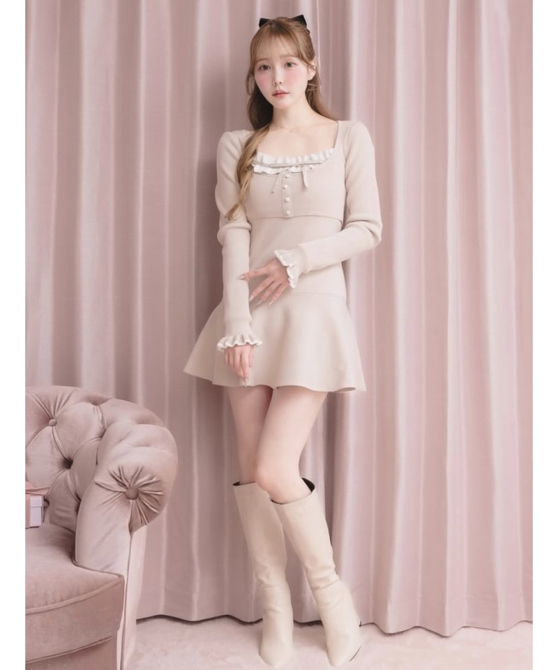 【ぴーちがーる】ホイップフリルミニワンピ ピンク ぴーちがーる】ホイップフリルミニワンピ ピンク ぴーちがーる