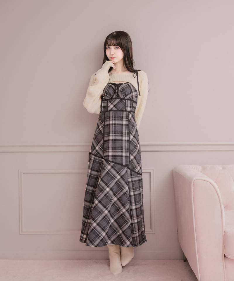 ニットトップス×チェックワンピースセット | DOLCELICHE（ドルチェ