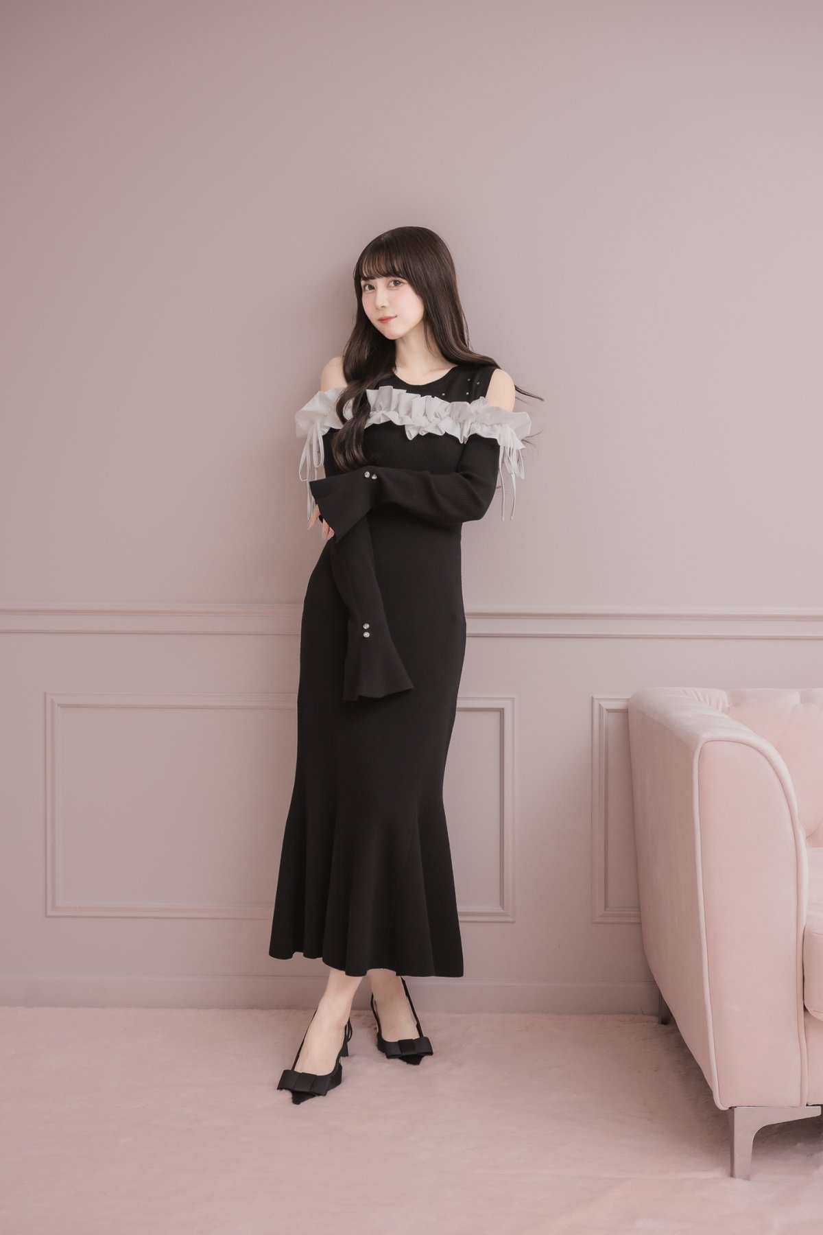 バイカラーフリルニットワンピース | DOLCELICHE（ドルチェリーチェ）