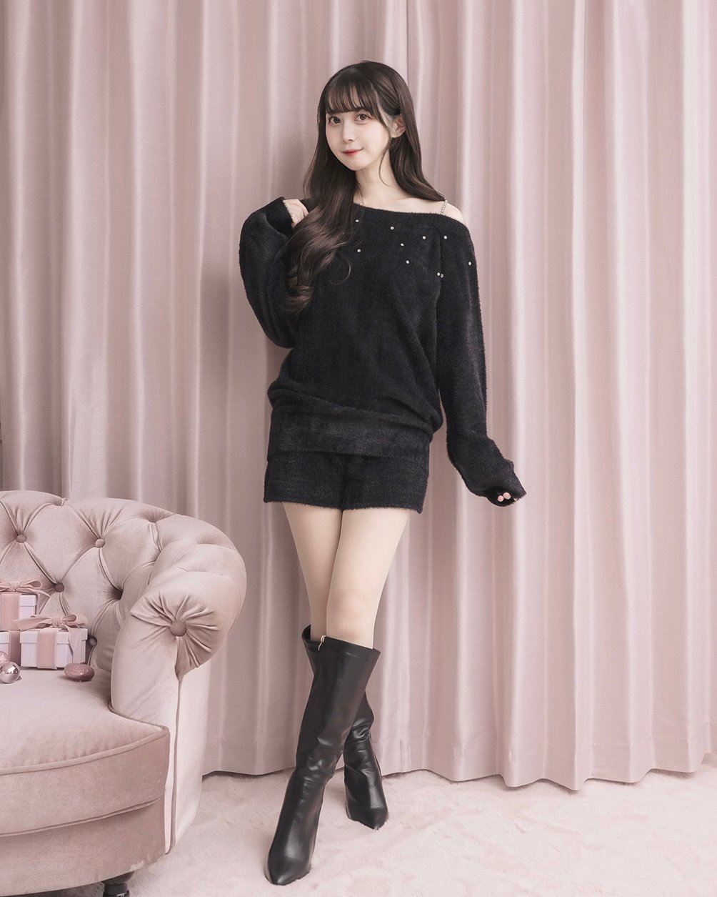 【新品未使用】メゾンドドルチェ　リリー ブラックトップス ドルマントップスセットアップ | DOLCELICHE（ドルチェリーチェ）