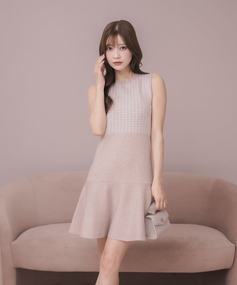 Pium 千鳥柄ニットワンピカーデセット 千鳥柄ニットワンピカーデセット – pium