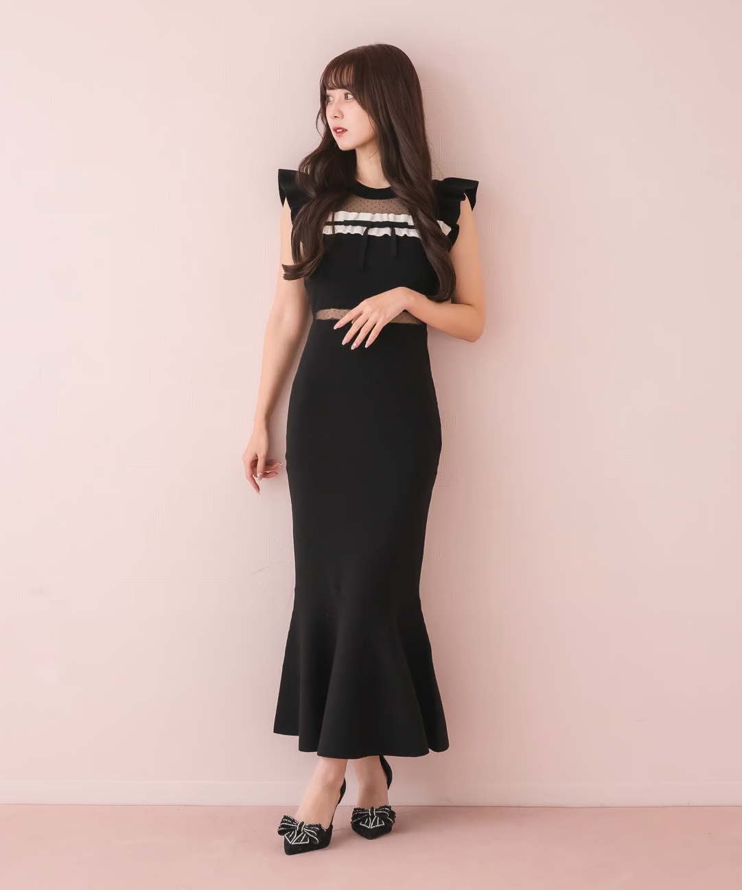 ドットチュールフリルニットワンピース | DOLCELICHE（ドルチェリーチェ）