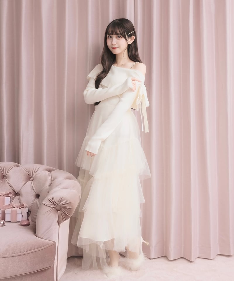 【美品！早いもの勝ち】新品・frene・ティアードチュールドッキングワンピース 予約]ティアードチュールドッキングジャケットワンピース – Frene