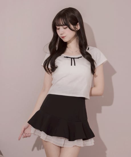 シフォンティアードミニスカート