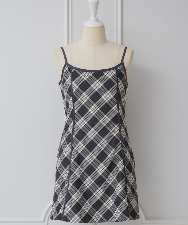 フリルカラーニット×チェックミニワンピースセット | DOLCELICHE