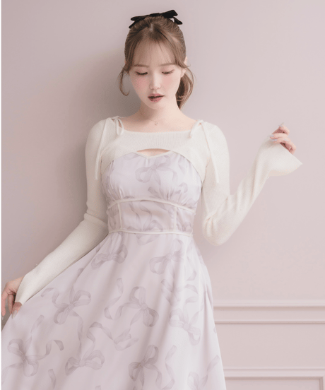 DOLCELICHE ニットトップス×リボンプリントワンピース ニットトップス×リボンプリントワンピース | DOLCELICHE（ドルチェ