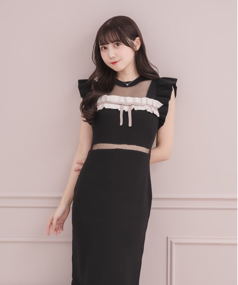 ドットチュールフリルニットワンピース | DOLCELICHE（ドルチェリーチェ）