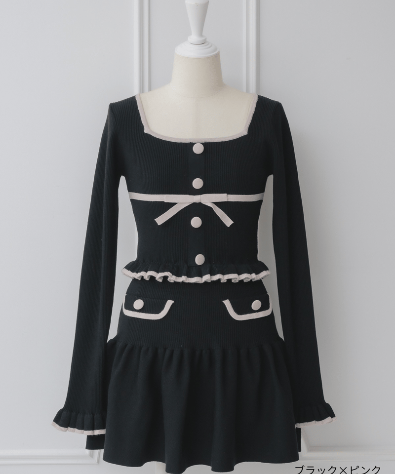 バイカラーリボンミニスカートセットアップ | DOLCELICHE（ドルチェ