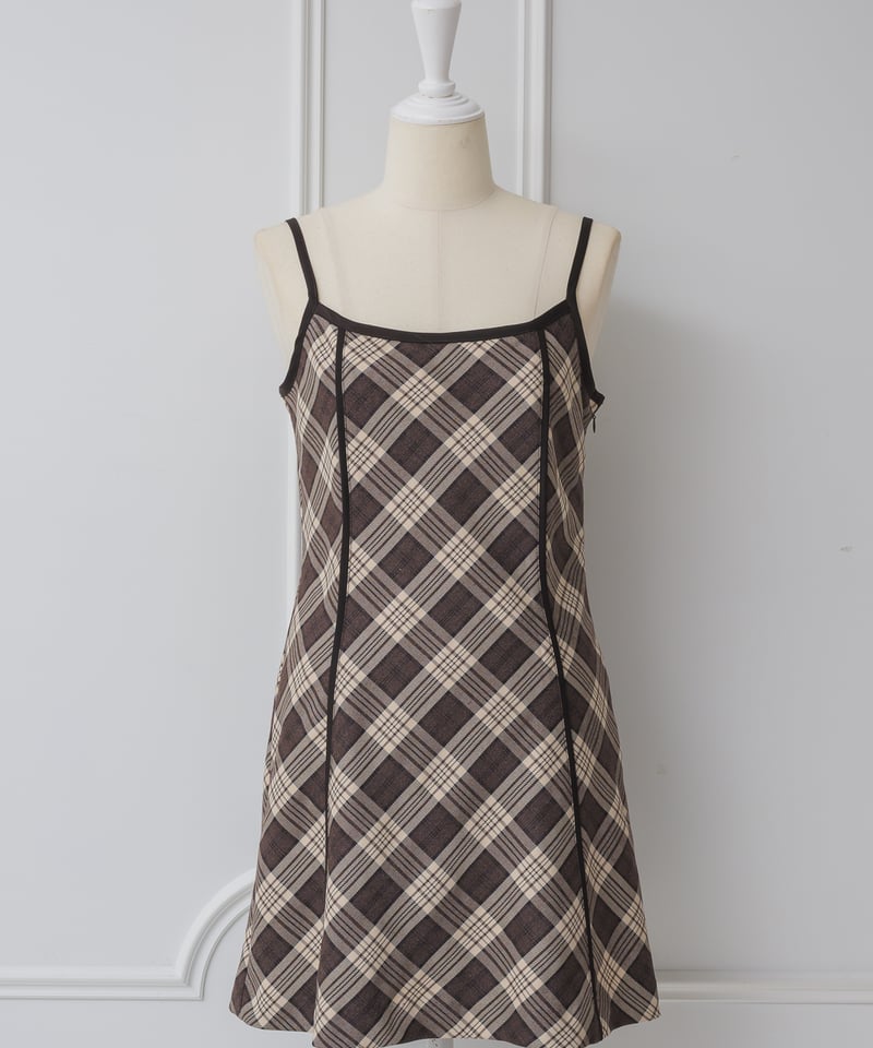 フリルカラーニット×チェックミニワンピースセット | DOLCELICHE