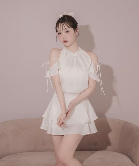 ビジュー付きティアードセットアップ