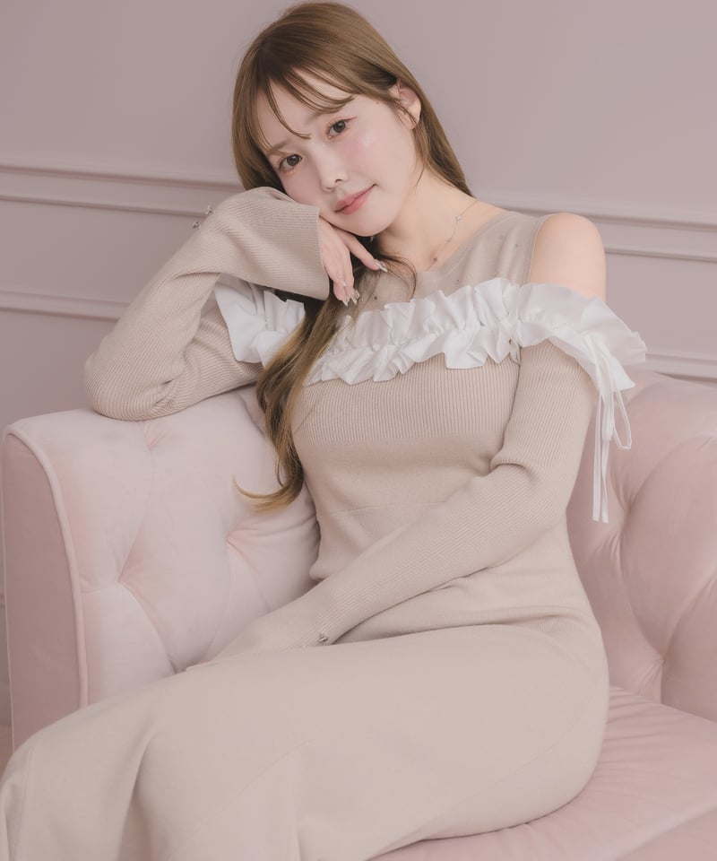 バイカラーフリルニットワンピース | DOLCELICHE（ドルチェリーチェ）