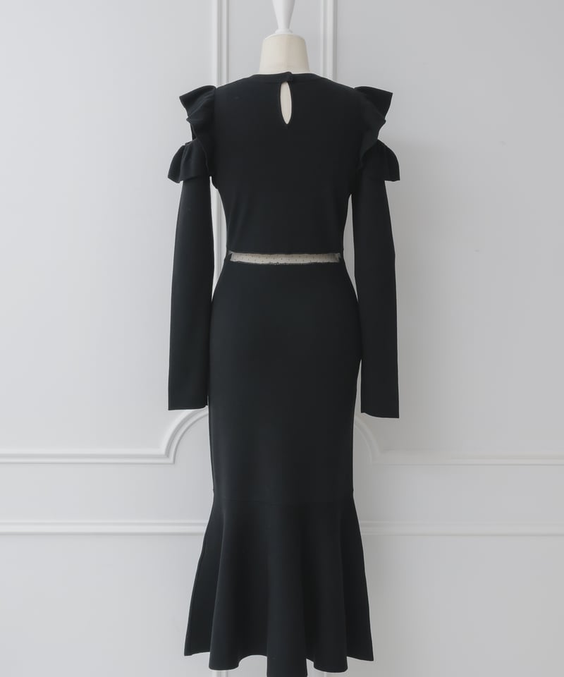 限定値下✨【新品】トレフルプラスワン　フリルドットチュールワンピース　長袖　M ドットチュールフリルロングスリーブワンピース | DOLCELICHE