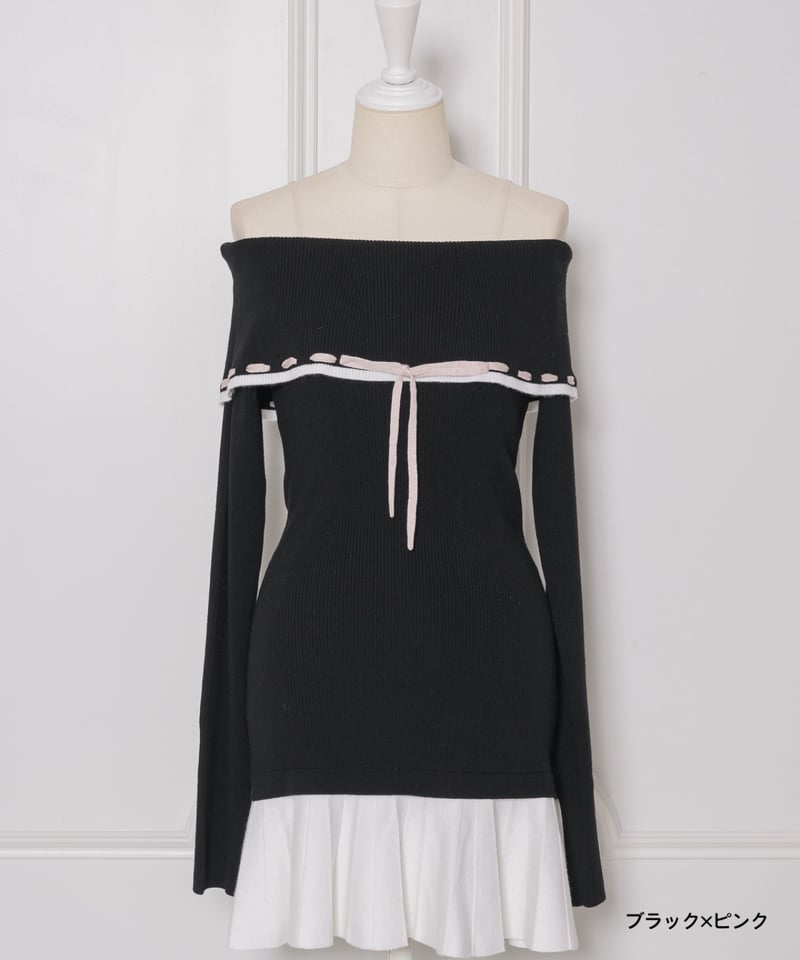 オフショルバイカラーミニニットワンピース | DOLCELICHE（ドルチェ