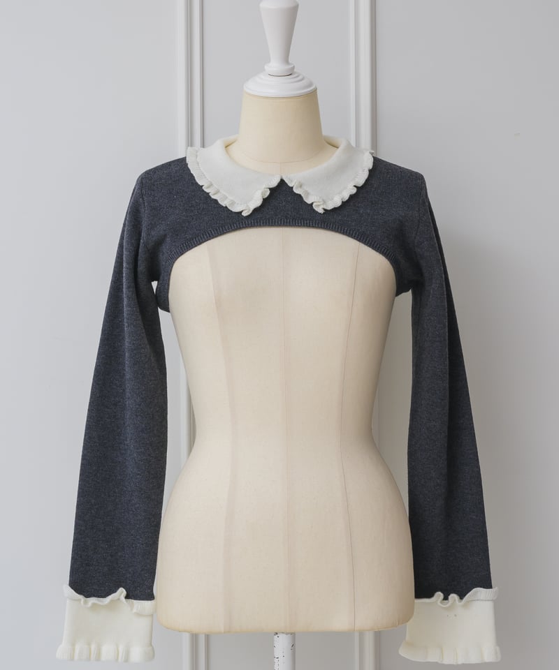 フリルカラーニット×チェックミニワンピースセット | DOLCELICHE