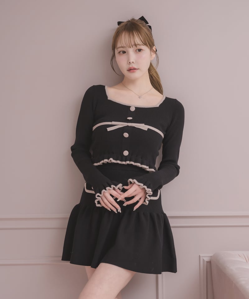 バイカラーリボンミニスカートセットアップ | DOLCELICHE（ドルチェ