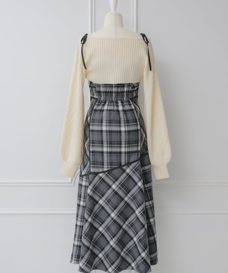 ニットトップス×チェックワンピースセット | DOLCELICHE（ドルチェ