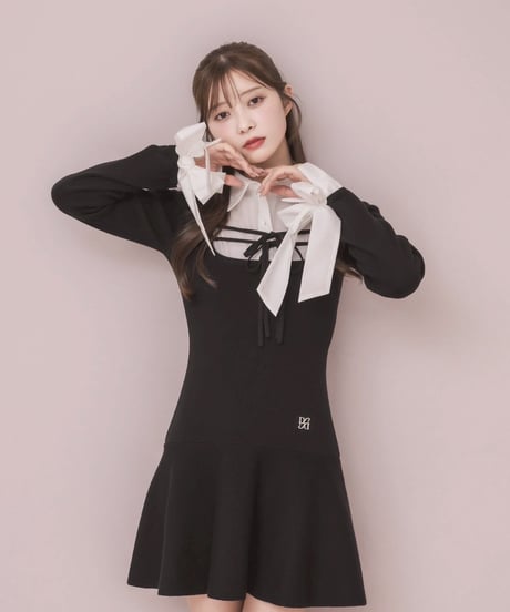 DOLCELICHE レースケープ付きワンピース ブラック DOLCELICHE レースケープ付きワンピース ブラック