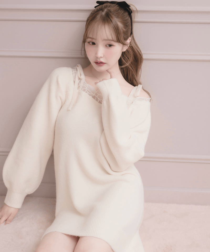 リボン刺繍ミニニットワンピース | DOLCELICHE（ドルチェリーチェ）