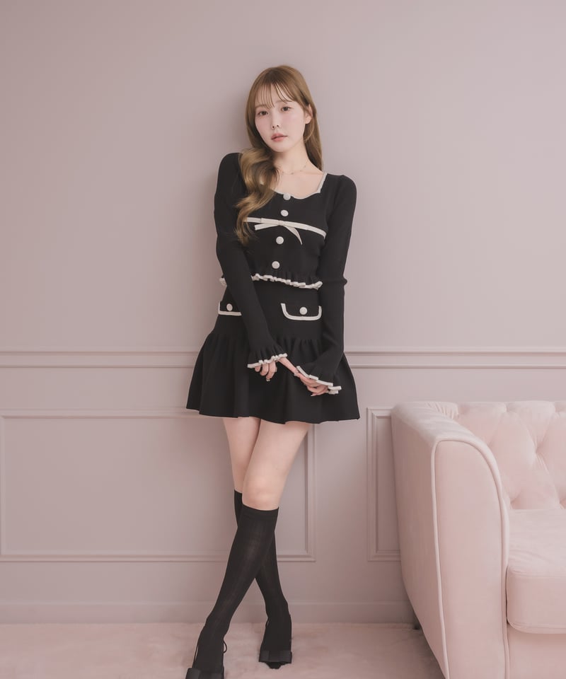 バイカラーリボンミニスカートセットアップ | DOLCELICHE（ドルチェ