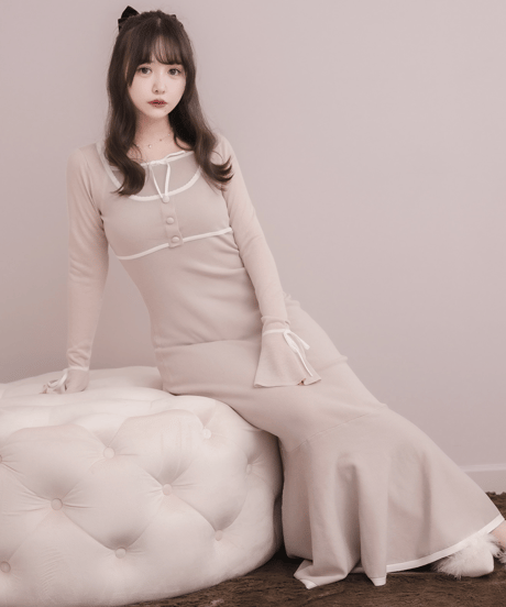 DOLCELICHE ドットチュールフリルニットワンピース ピンク ドットチュールフリルニットワンピース | DOLCELICHE（ドルチェ