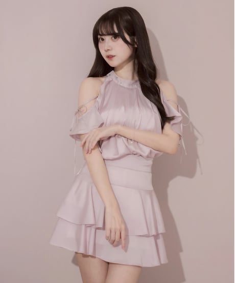 ビジュー付きティアードセットアップ