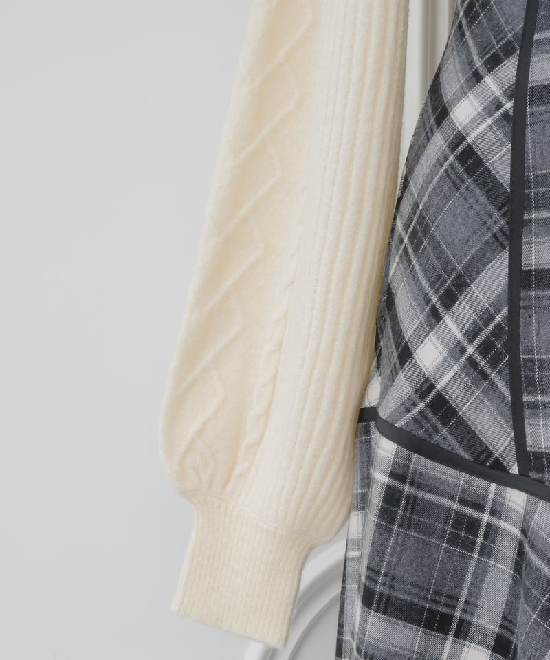 ニットトップス×チェックワンピースセット | DOLCELICHE（ドルチェ