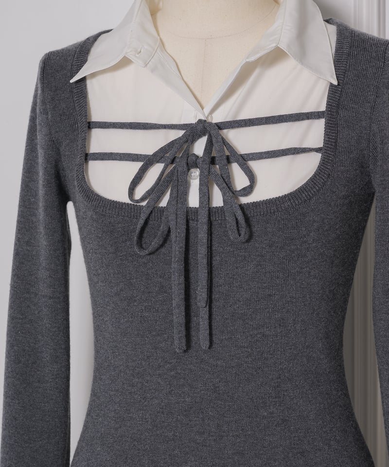 シャツレイヤードミニニットワンピース | DOLCELICHE（ドルチェリーチェ）