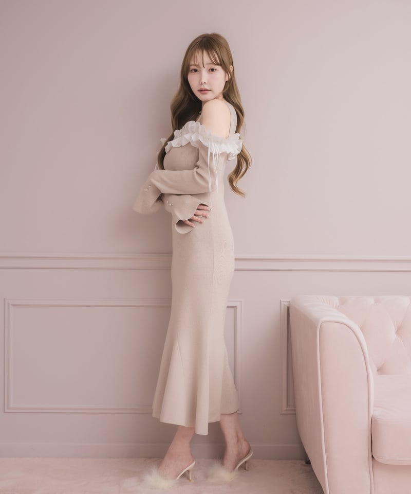 mille fille closet フェアリーケープバイカラー ワンピース M バイカラーフリルニットワンピース | DOLCELICHE（ドルチェリーチェ）