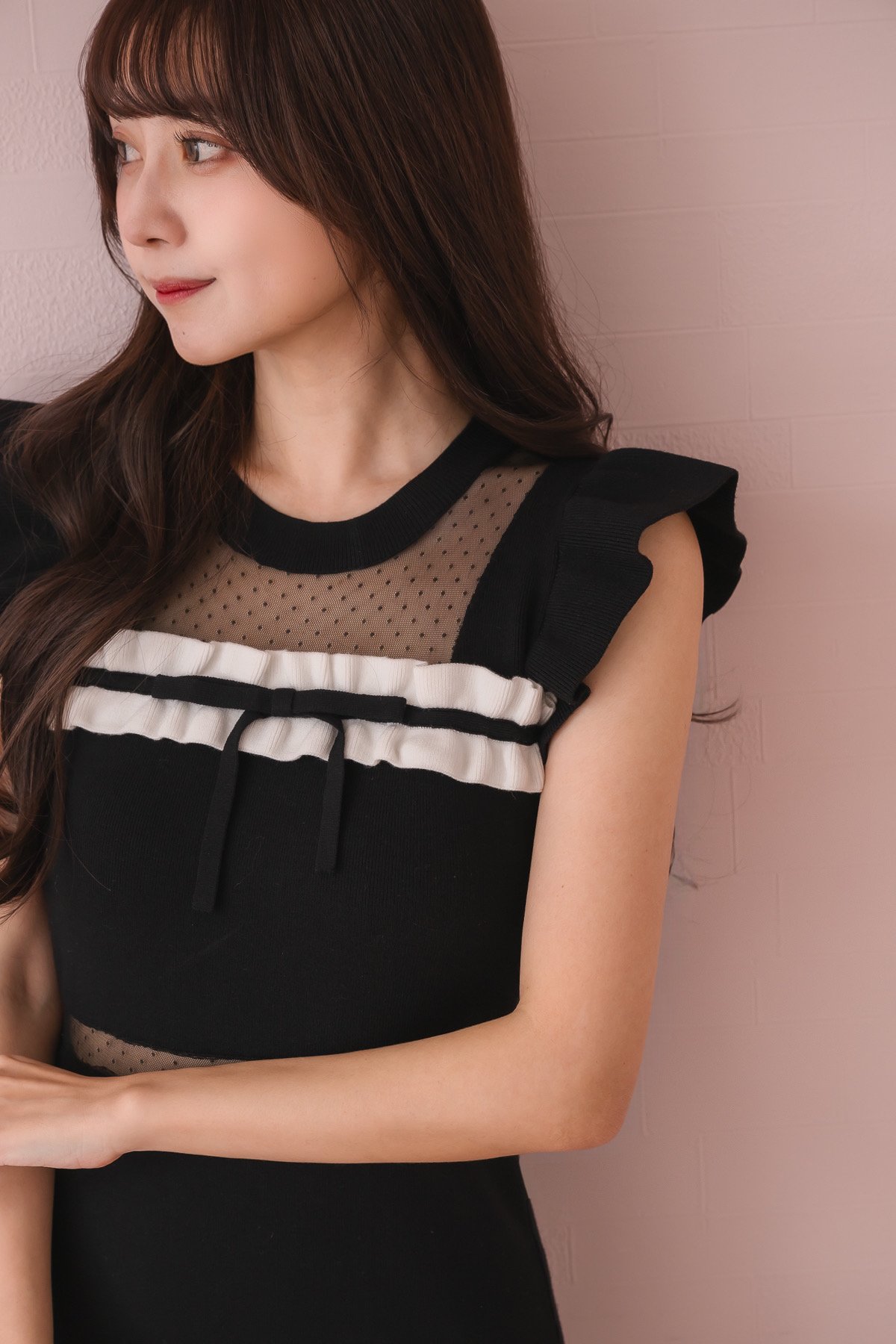 ドットチュールフリルニットワンピース | DOLCELICHE（ドルチェリーチェ）