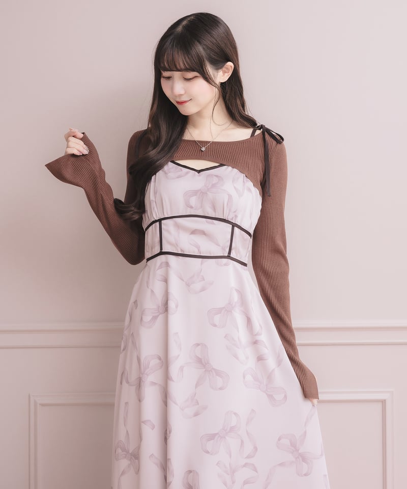DOLCELICHE ニットトップス×リボンプリントワンピース ニットトップス×リボンプリントワンピース | DOLCELICHE（ドルチェ