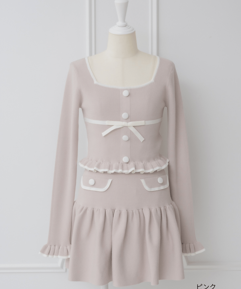 バイカラーリボンミニスカートセットアップ | DOLCELICHE（ドルチェ