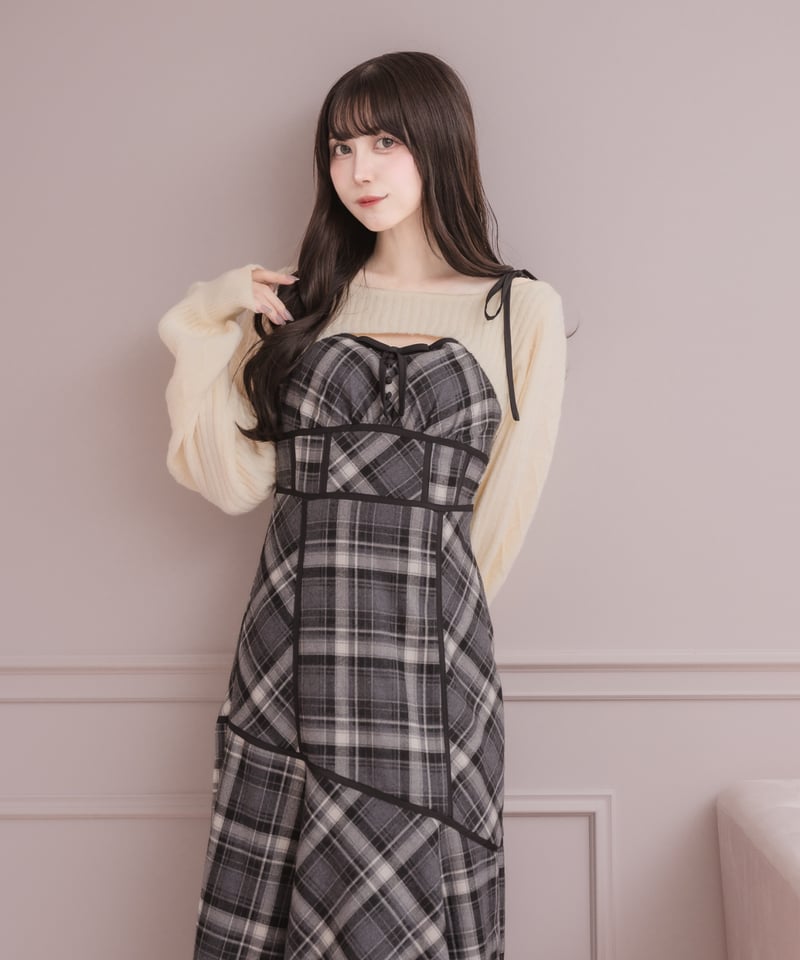 ニットトップス×チェックワンピースセット | DOLCELICHE（ドルチェ