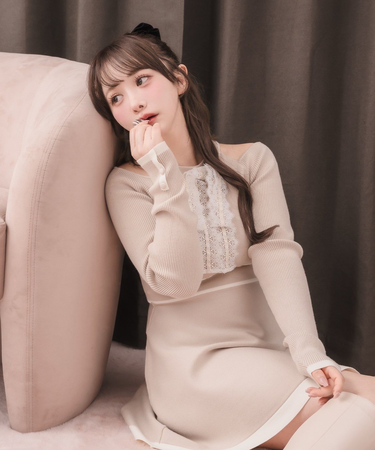 レースリボンミニニットワンピース | DOLCELICHE（ドルチェリーチェ）