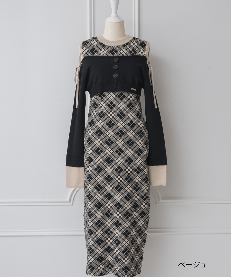 トップス付きチェックニットワンピース | DOLCELICHE（ドルチェリーチェ）