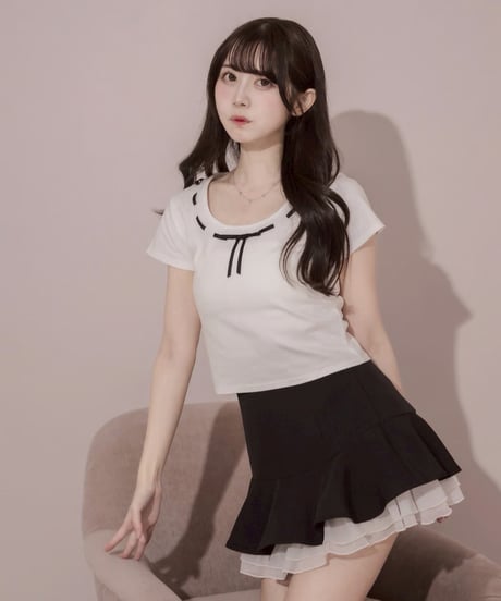 シフォンティアードミニスカート