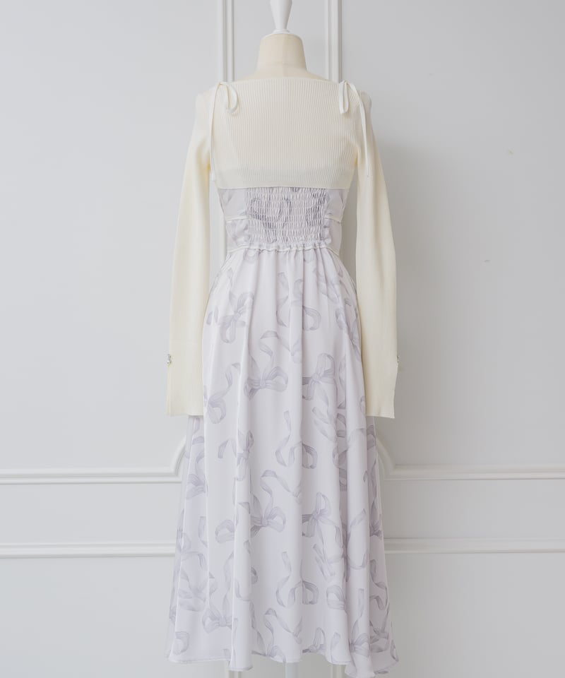 DOLCELICHE ニットトップス×リボンプリントワンピース ニットトップス×リボンプリントワンピース | DOLCELICHE（ドルチェ