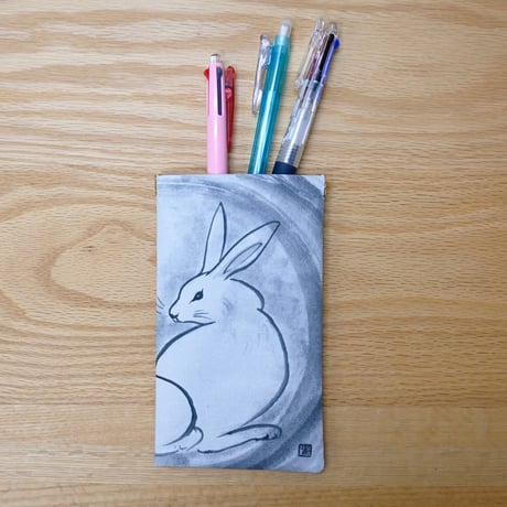 水墨画のばね口ポーチ