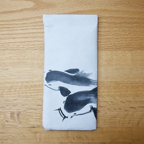 水墨画のばね口ポーチ