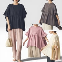 26012接触冷感フレンチフリル袖ワイドカットソー