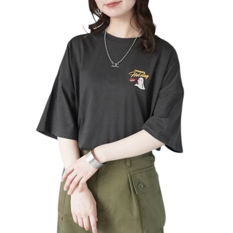 オバケ刺繡ロゴバックプリントビッグTシャツ