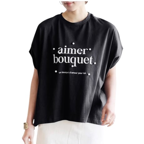 パールデザイン 英字プリントドルマンTシャツ