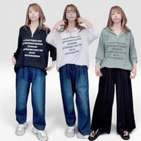 1800 七分袖 ジップ付きロゴフーディー