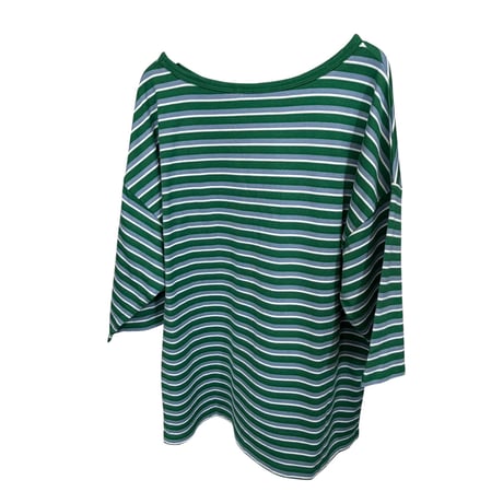 グリーンボーダー七分袖Tシャツ