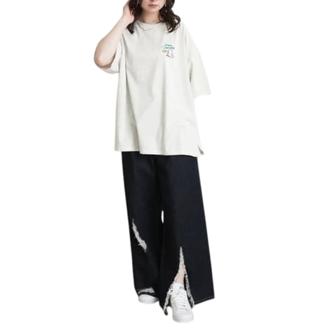 オバケ刺繡ロゴバックプリントビッグTシャツ