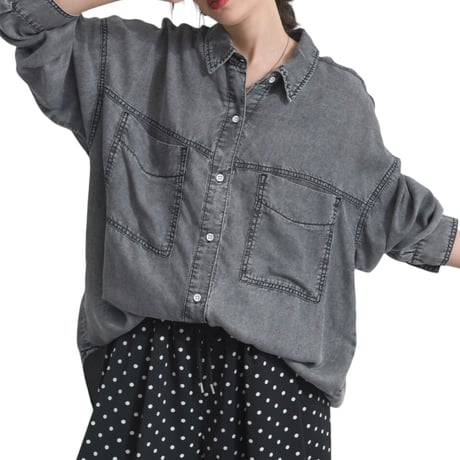 【6/5入荷】248062接触冷感 4.5oz とろみ  裾2way デニムシャツ