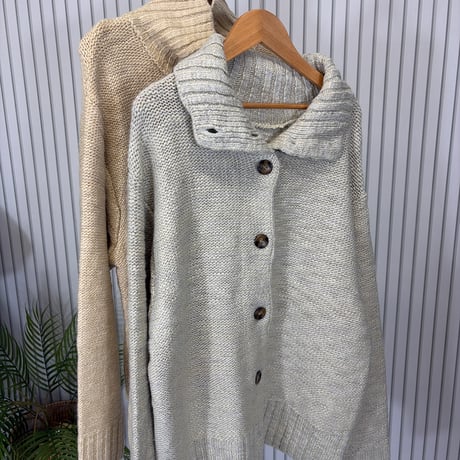 333【SALE｝ハイネックボタンニットカーディガン✨