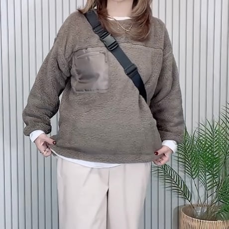 あったか保温🔥胸ポケットもこもこプルオーバー🔥