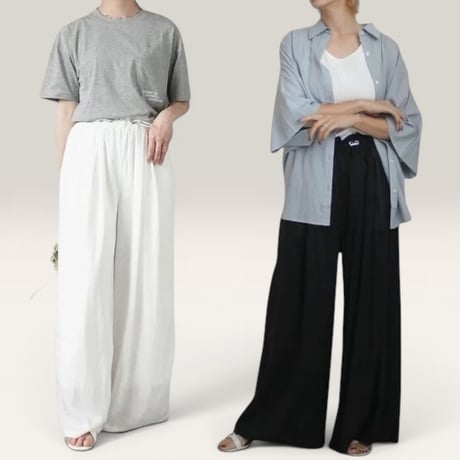 6089ドロストリネンワイドパンツ