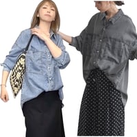 【6/5入荷】248062接触冷感 4.5oz とろみ  裾2way デニムシャツ