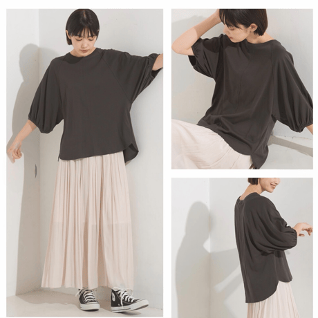 5317汗じみ防止UV袖ボリューム半袖プルオーバーTシャツ